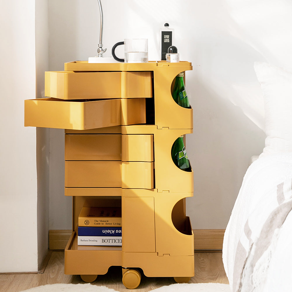 ArtissIn Bedside Table Side Tables Nightstand Organizer Replica Boby Trolley 5Tier Yellow freeshipping - Awezingly