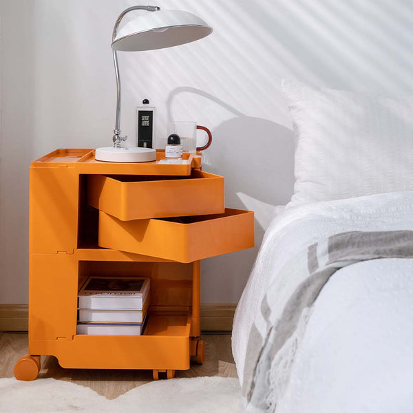 ArtissIn Bedside Table Side Tables Nightstand Organizer Replica Boby Trolley 3Tier Orange freeshipping - Awezingly