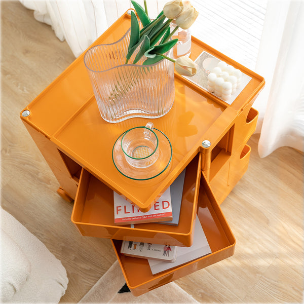 ArtissIn Bedside Table Side Tables Nightstand Organizer Replica Boby Trolley 3Tier Orange freeshipping - Awezingly