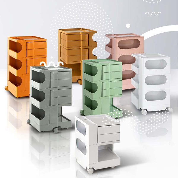 ArtissIn Bedside Table Side Tables Nightstand Organizer Replica Boby Trolley 3Tier Orange freeshipping - Awezingly