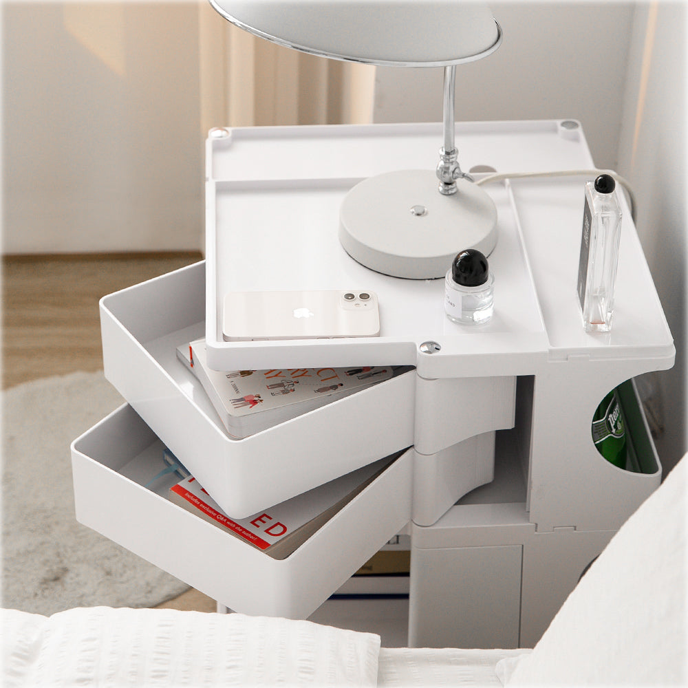 ArtissIn Bedside Table Side Tables Nightstand Organizer Replica Boby Trolley 3Tier White ArtissIn
