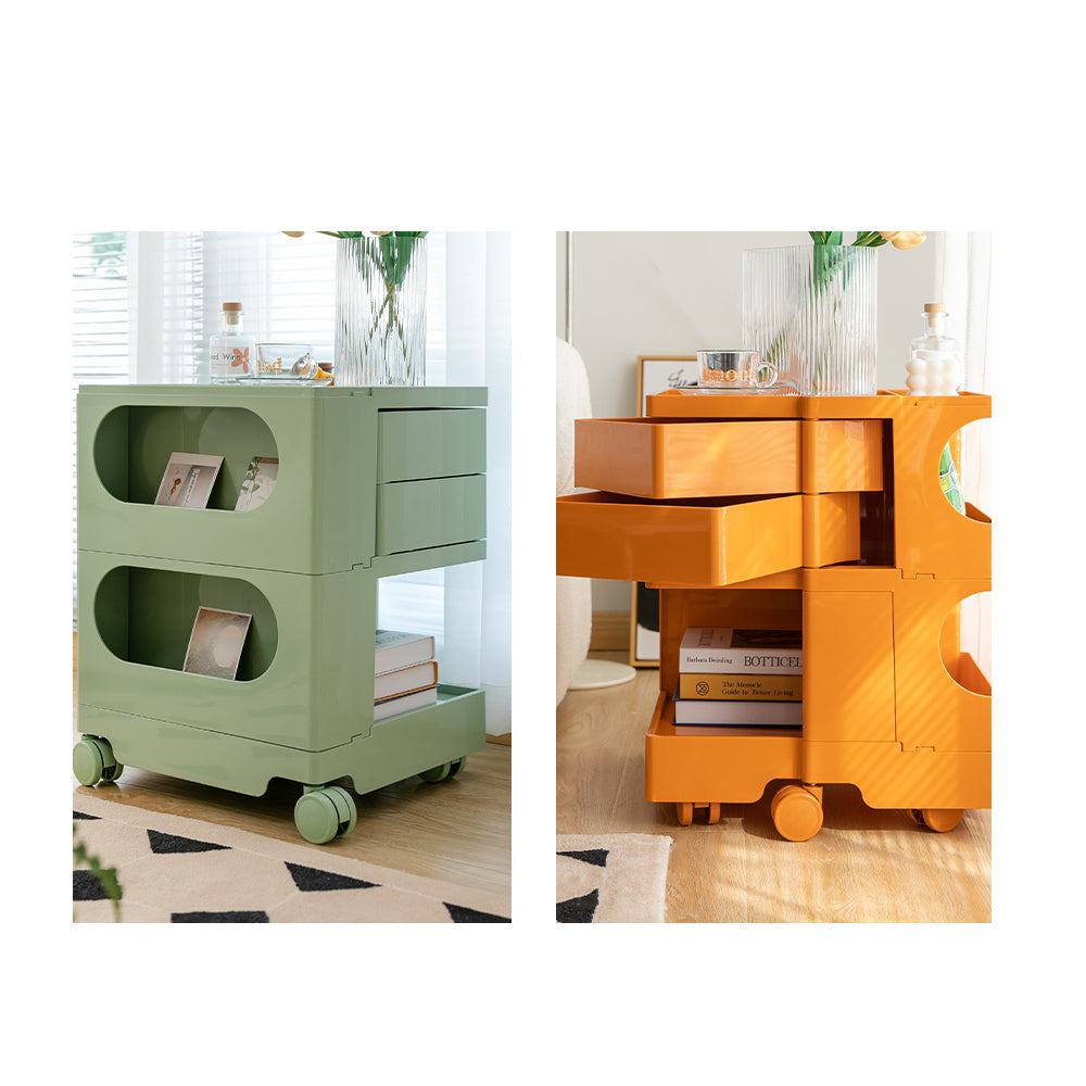 ArtissIn Bedside Table Side Tables Nightstand Organizer Replica Boby Trolley 3Tier White ArtissIn