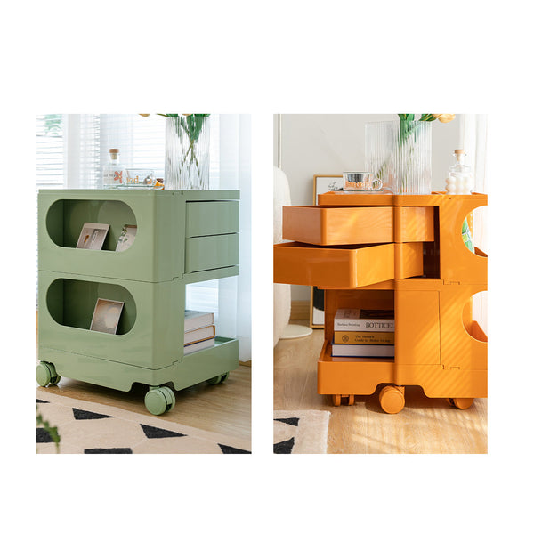 ArtissIn Bedside Table Side Tables Nightstand Organizer Replica Boby Trolley 3Tier White ArtissIn