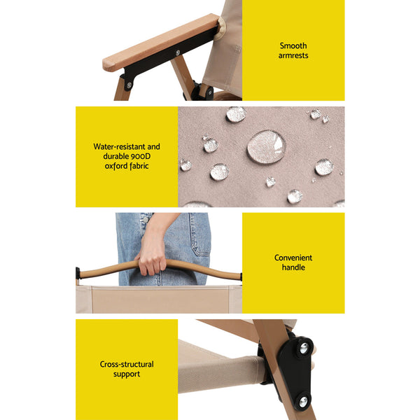 Gardeon Outdoor Camping Chairs Portable Folding Beach Chair Patio Furniture Gardeon