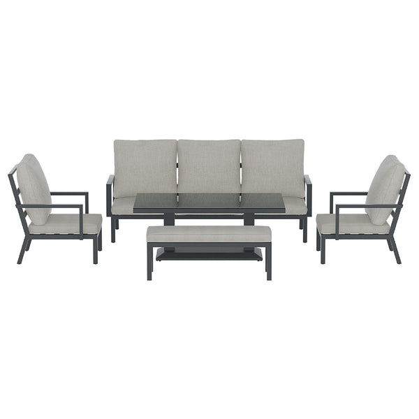 Gardeon Outdoor Sofa 7-Seater Lounge Set Garden Patio Aluminium Bench w/Cushions Gardeon