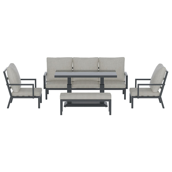 Gardeon Outdoor Sofa 7-Seater Lounge Set Garden Patio Aluminium Bench w/Cushions Gardeon