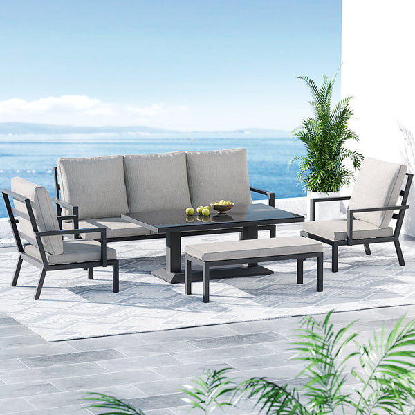 Gardeon Outdoor Sofa 7-Seater Lounge Set Garden Patio Aluminium Bench w/Cushions Gardeon