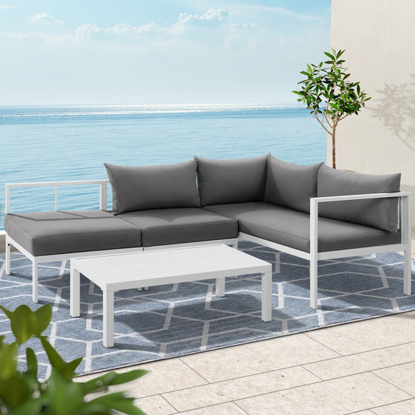 Gardeon 4-Seater Aluminium Outdoor Sofa Set Lounge Setting Table Chair Furniture Gardeon