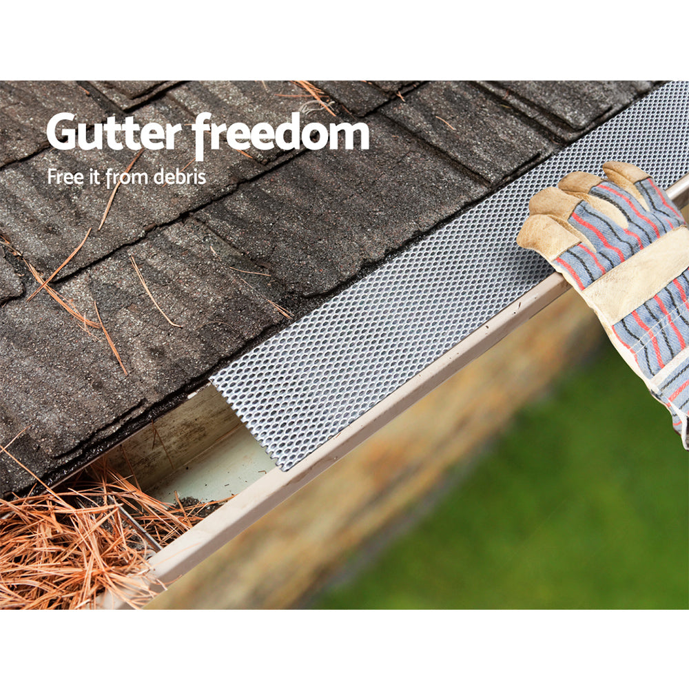 Set of 60 Gutter Guard Guards Aluminium Leaf Mesh 100x20cm Brush DIY Deluxe Garden 60M Giantz