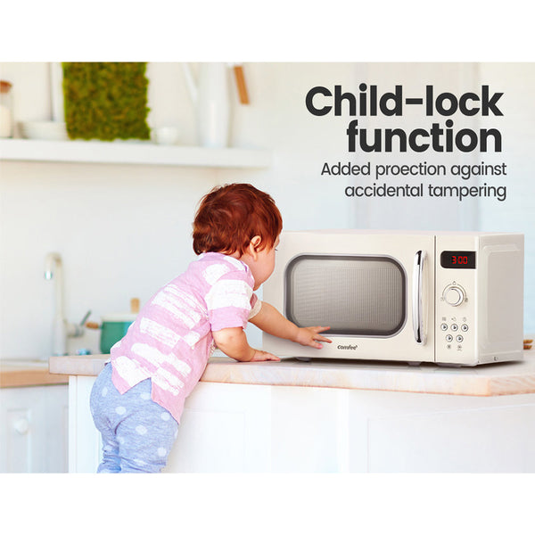 Comfee 20L Microwave Oven 800W Countertop Kitchen 8 Cooking Settings Cream Comfee