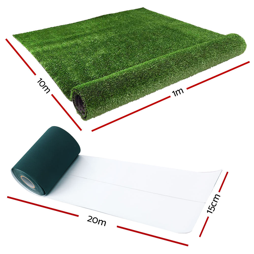 Primeturf 1x20m Artificial Grass Synthetic Fake 20SQM Turf Lawn 17mm Tape Primeturf