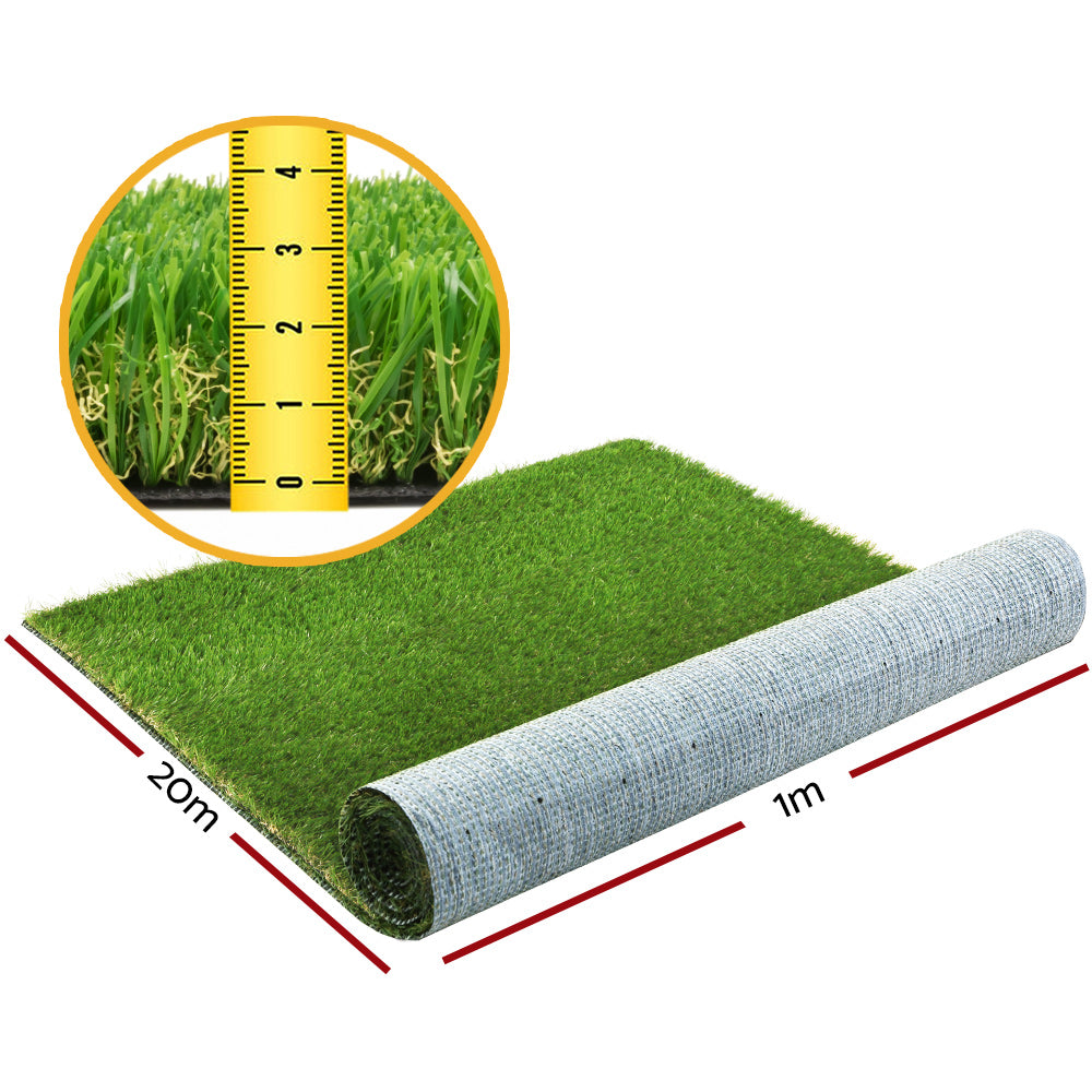 Primeturf Artificial Grass Synthetic 30mm 1mx20m 20sqm Fake Turf Plants Lawn 4-coloured Does not apply