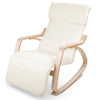 Artiss Fabric Rocking Armchair with Adjustable Footrest - Beige