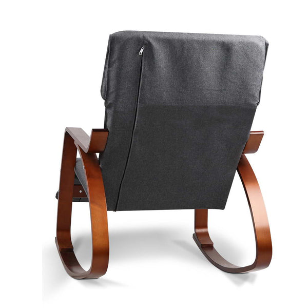 Artiss Fabric Rocking Armchair with Adjustable Footrest - Charcoal freeshipping - Awezingly