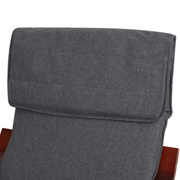 Artiss Fabric Rocking Armchair with Adjustable Footrest - Charcoal freeshipping - Awezingly
