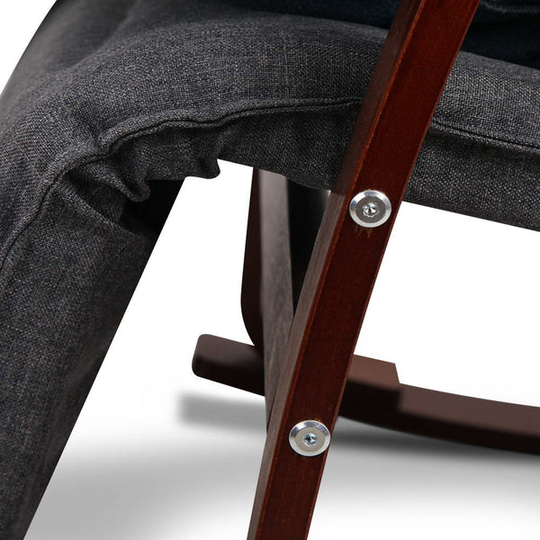 Artiss Fabric Rocking Armchair with Adjustable Footrest - Charcoal freeshipping - Awezingly