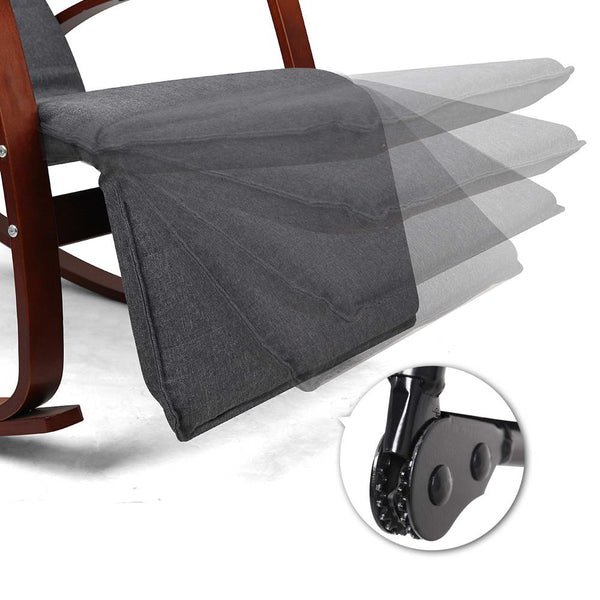 Artiss Fabric Rocking Armchair with Adjustable Footrest - Charcoal freeshipping - Awezingly