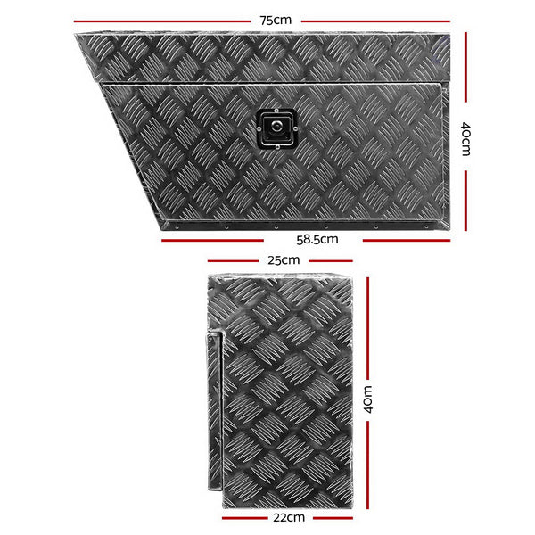 Giantz Pair of Under Tray Undertray Tool Box Aluminium Alloy Underbody Toolbox freeshipping - Awezingly