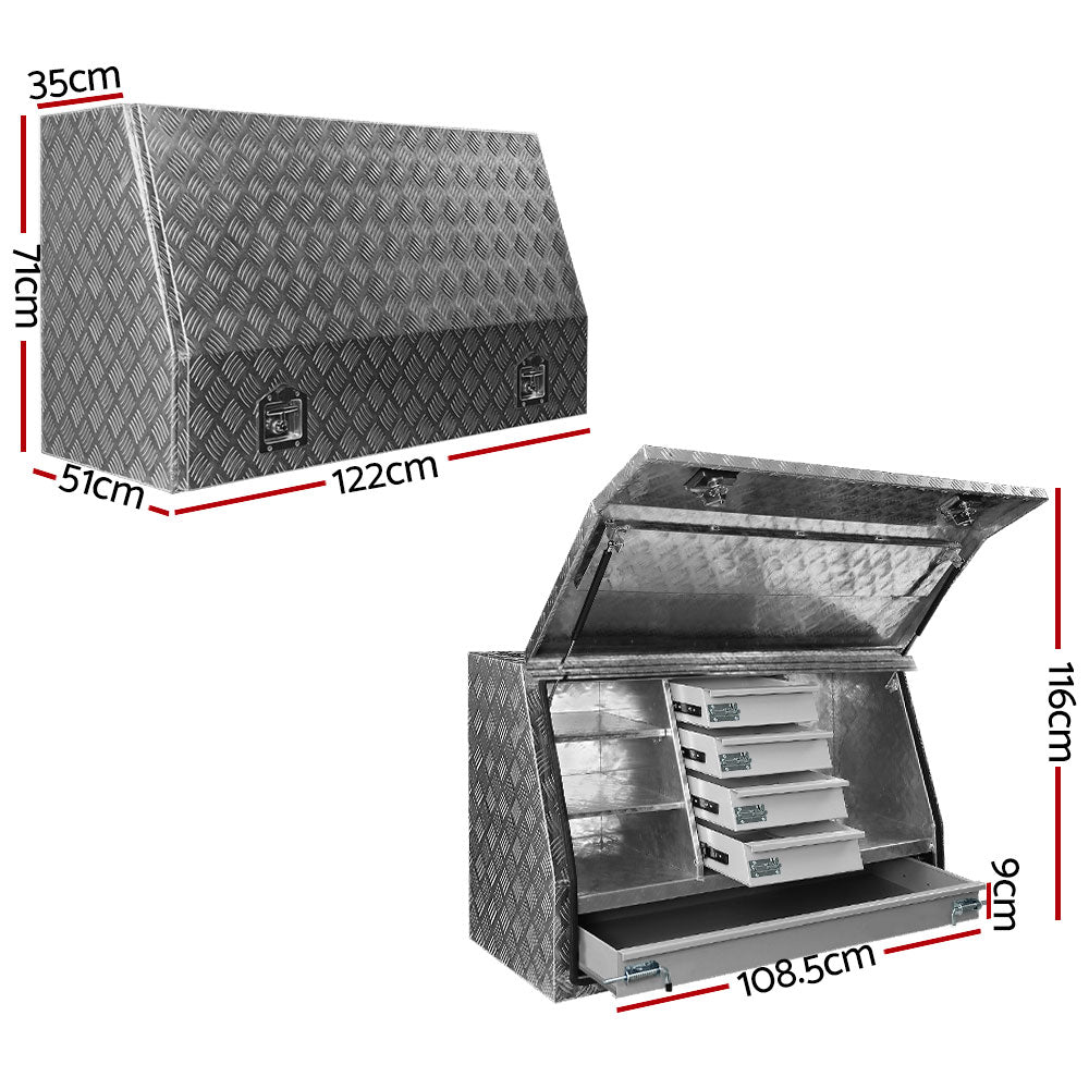 Giantz Aluminium Toolbox Generator Tool Box Drawers Truck Canopy Trailer Locks Giantz