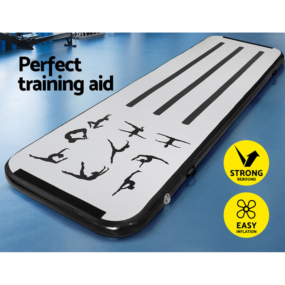 Everfit 3M Air Track Gymnastics Tumbling Mat Exercise Cheerleading Unique Black Everfit
