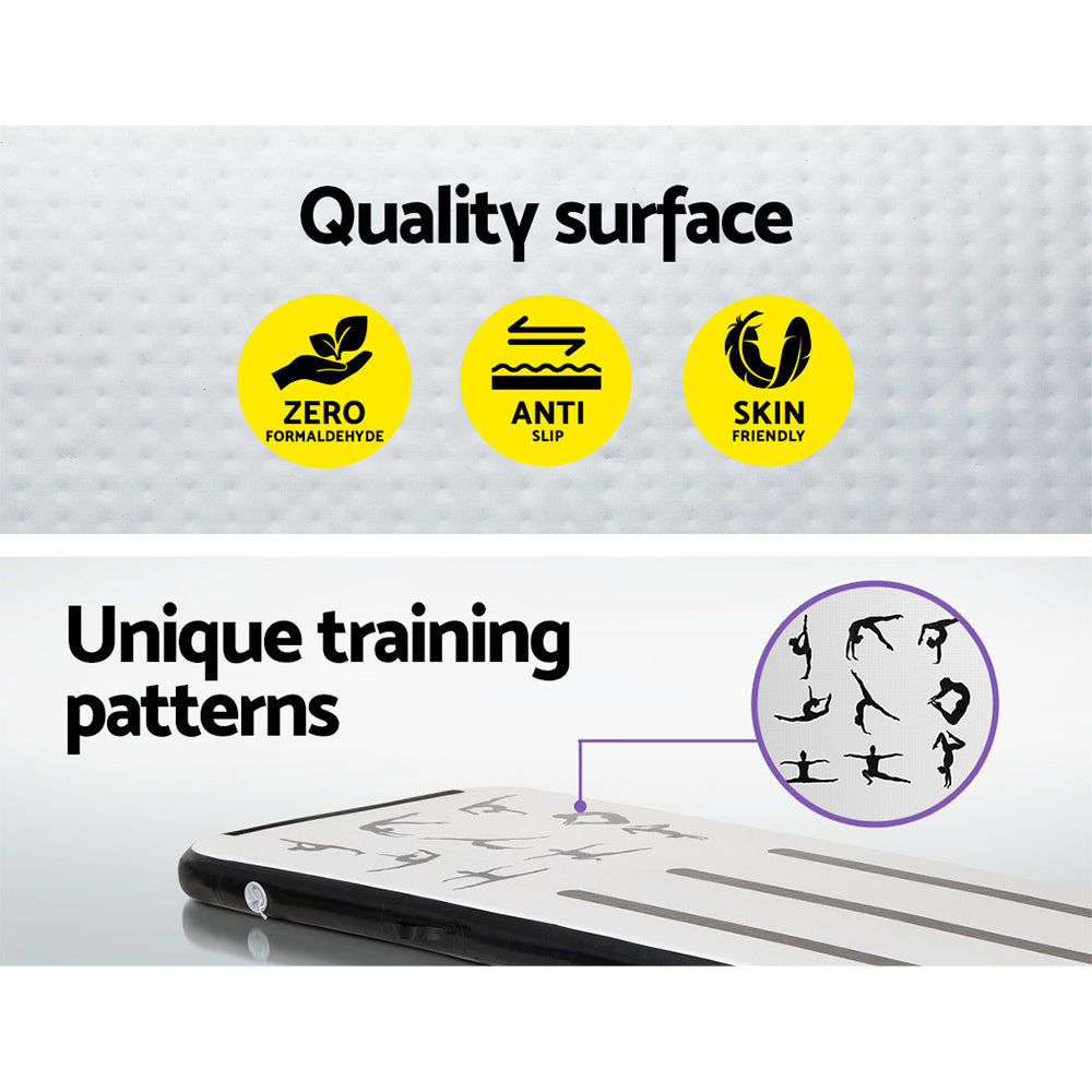 Everfit 3M Air Track Gymnastics Tumbling Mat Exercise Cheerleading Unique Black Everfit