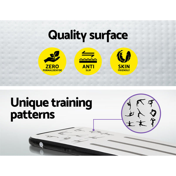 Everfit 3M Air Track Gymnastics Tumbling Mat Exercise Cheerleading Unique Black Everfit