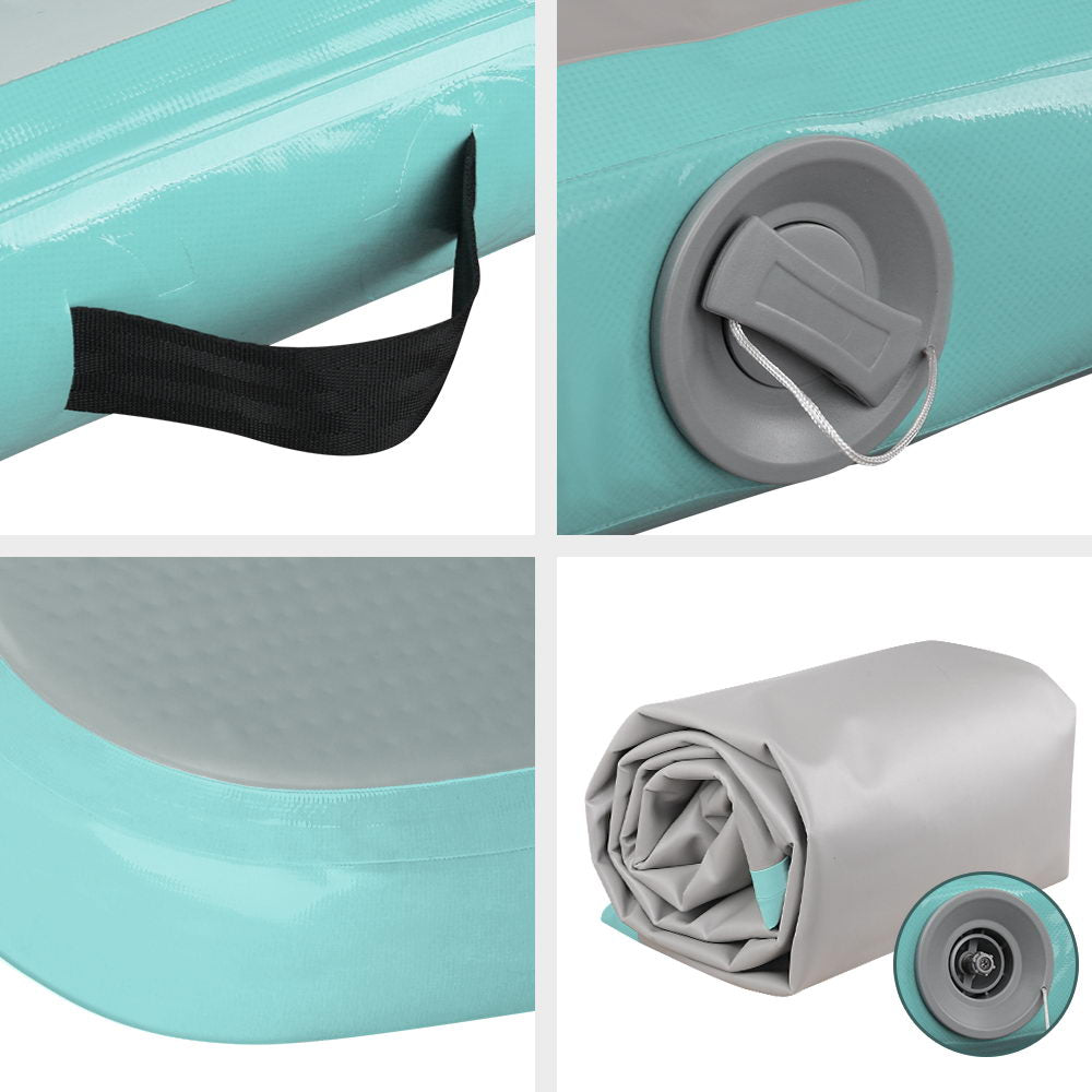Everfit 3m x 1m Air Track Mat Gymnastic Tumbling Mint Green and Grey freeshipping - Awezingly