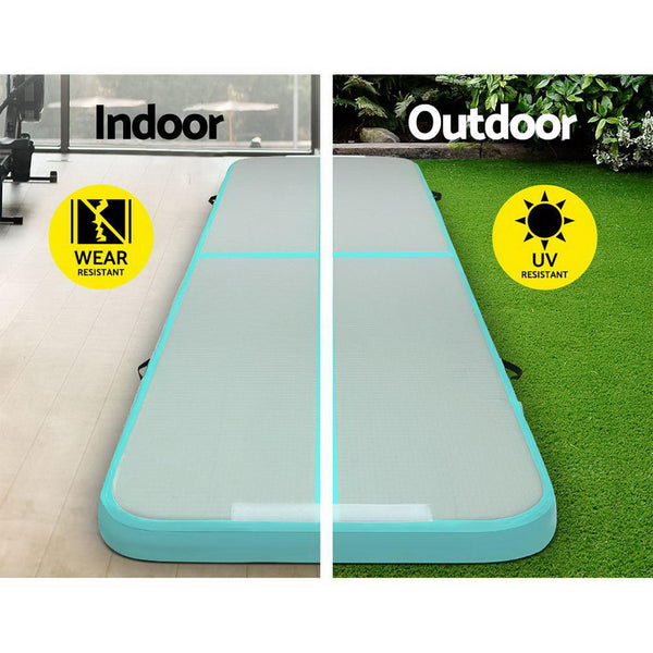 Everfit 3m x 1m Air Track Mat Gymnastic Tumbling Mint Green and Grey freeshipping - Awezingly
