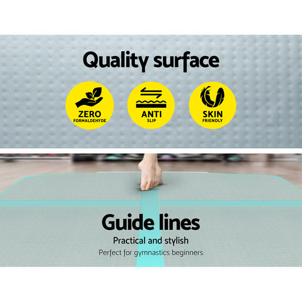 Everfit 3m x 1m Air Track Mat Gymnastic Tumbling Mint Green and Grey freeshipping - Awezingly