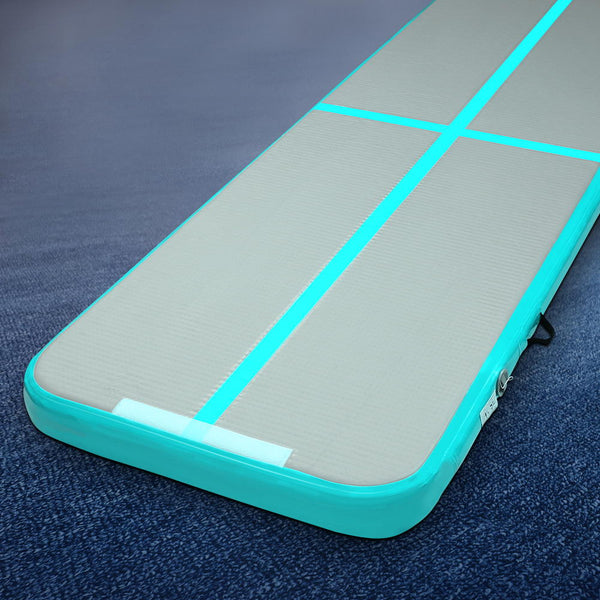 Everfit 3m x 1m Air Track Mat Gymnastic Tumbling Mint Green and Grey freeshipping - Awezingly