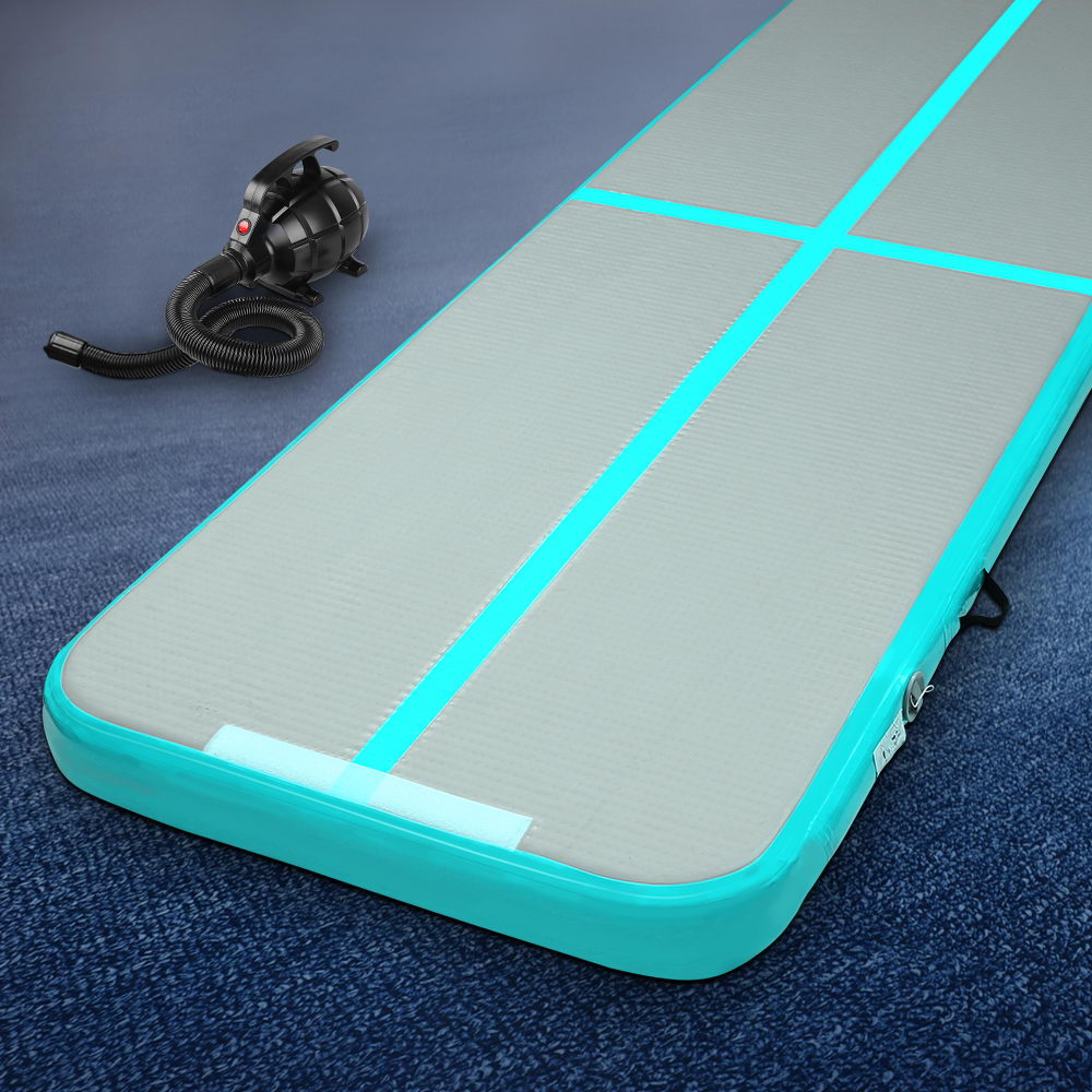 Everfit GoFun 3X1M Inflatable Air Track Mat with Pump Tumbling Gymnastics Green freeshipping - Awezingly