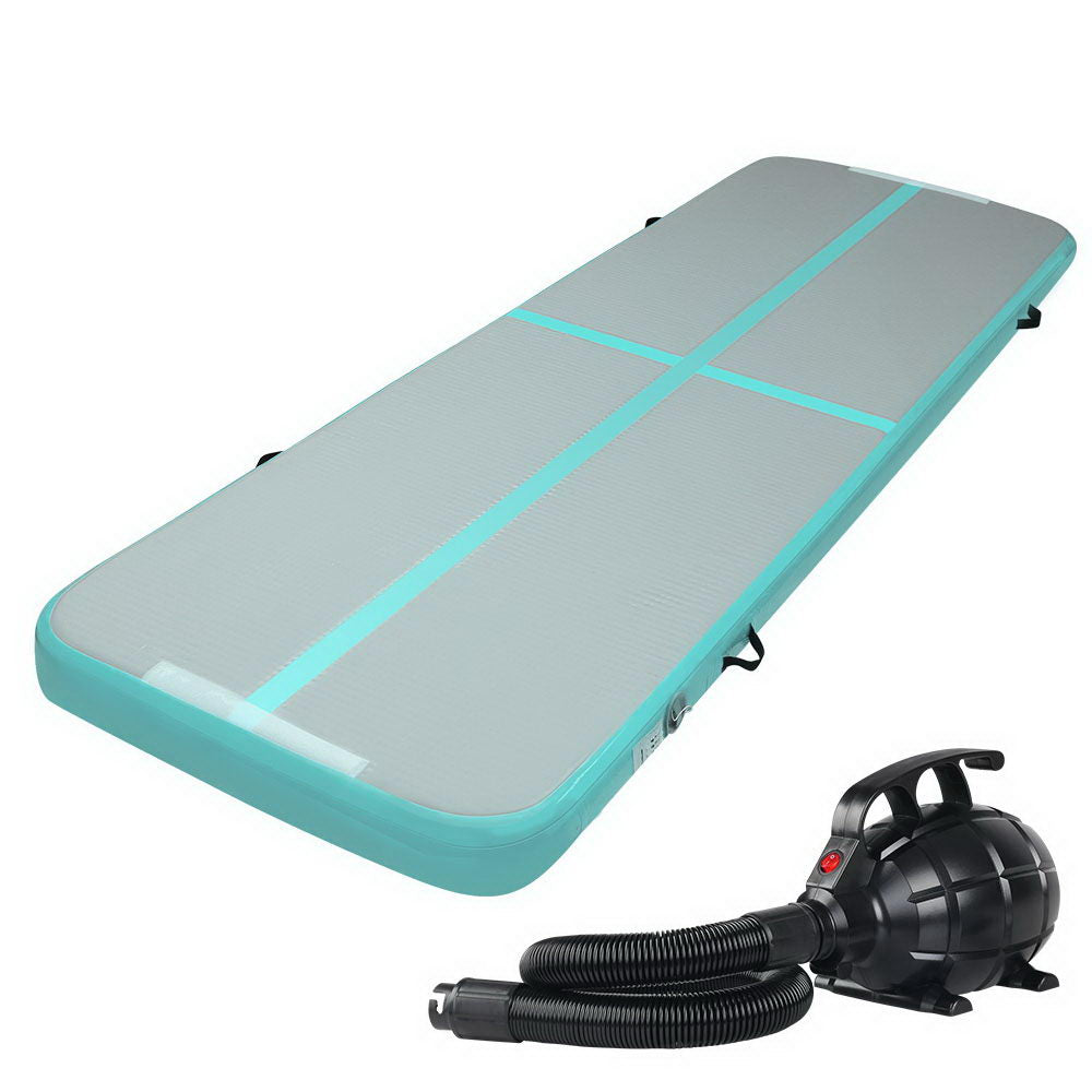 Everfit GoFun 3X1M Inflatable Air Track Mat with Pump Tumbling Gymnastics Green freeshipping - Awezingly