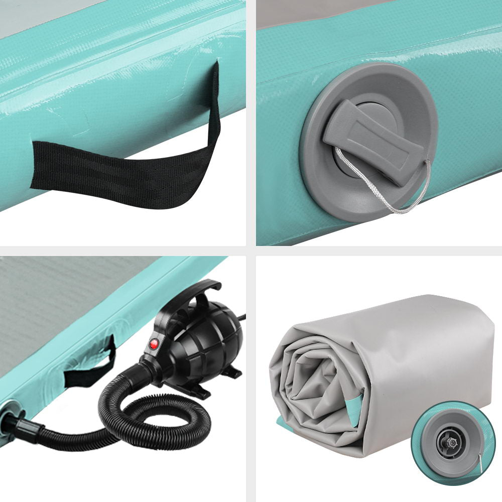 Everfit GoFun 3X1M Inflatable Air Track Mat with Pump Tumbling Gymnastics Green freeshipping - Awezingly