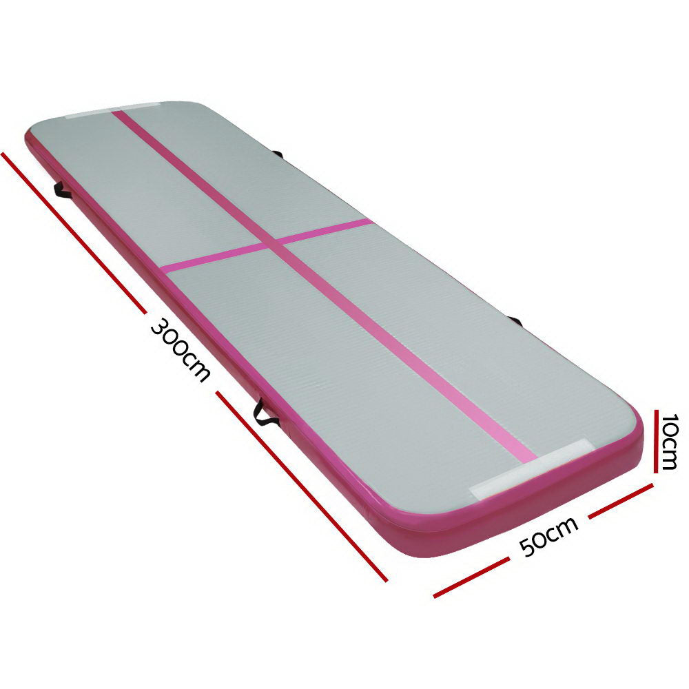 Everfit 3m x 1m Air Track Mat Gymnastic Tumbling Pink and Grey freeshipping - Awezingly
