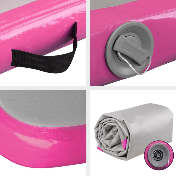 Everfit 3m x 1m Air Track Mat Gymnastic Tumbling Pink and Grey freeshipping - Awezingly