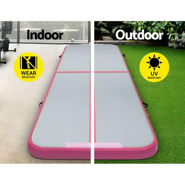Everfit 3m x 1m Air Track Mat Gymnastic Tumbling Pink and Grey freeshipping - Awezingly