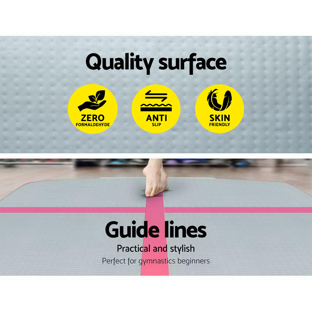 Everfit 3m x 1m Air Track Mat Gymnastic Tumbling Pink and Grey freeshipping - Awezingly