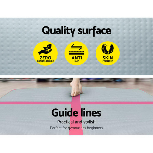 Everfit 3m x 1m Air Track Mat Gymnastic Tumbling Pink and Grey freeshipping - Awezingly