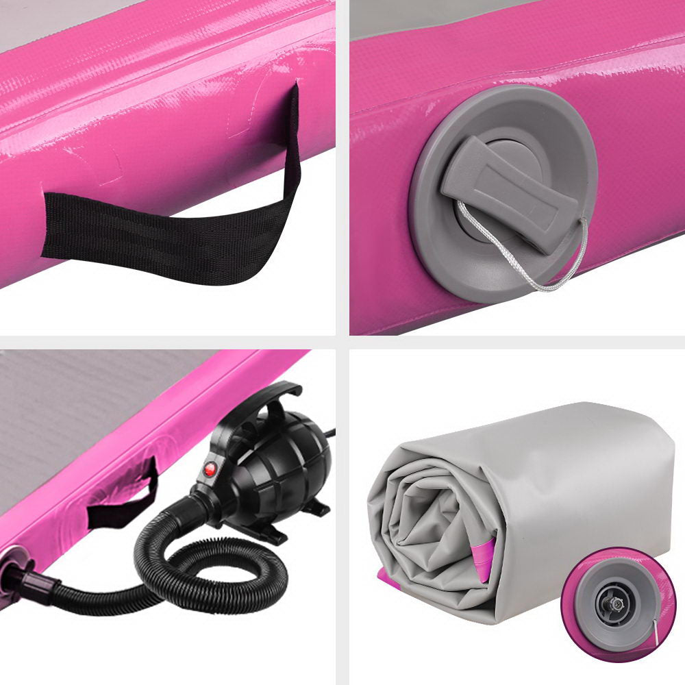Everfit GoFun 3X1M Inflatable Air Track Mat with Pump Tumbling Gymnastics Pink freeshipping - Awezingly