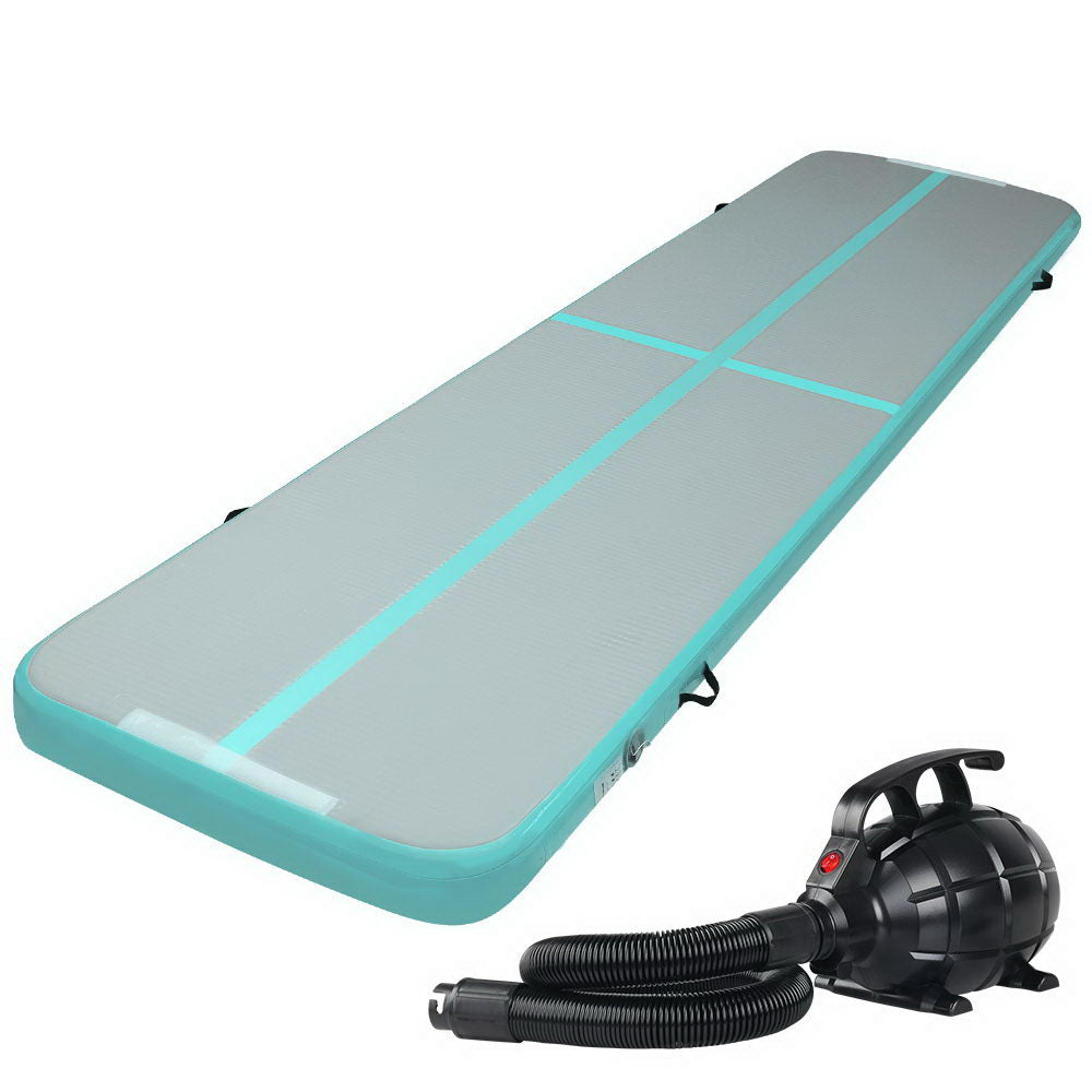 Everfit GoFun 4X1M Inflatable Air Track Mat with Pump Tumbling Gymnastics Green freeshipping - Awezingly