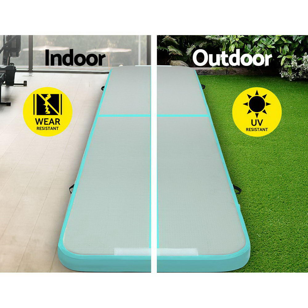Everfit GoFun 4X1M Inflatable Air Track Mat with Pump Tumbling Gymnastics Green freeshipping - Awezingly