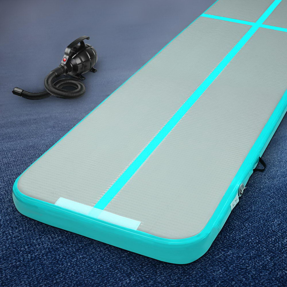 Everfit GoFun 4X1M Inflatable Air Track Mat with Pump Tumbling Gymnastics Green freeshipping - Awezingly