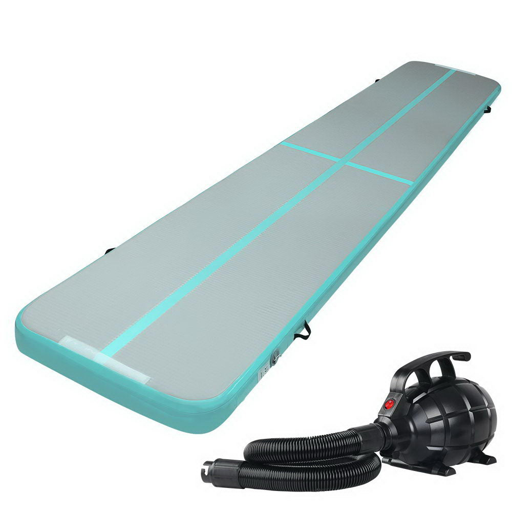 Everfit GoFun 5X1M Inflatable Air Track Mat with Pump Tumbling Gymnastics Green freeshipping - Awezingly
