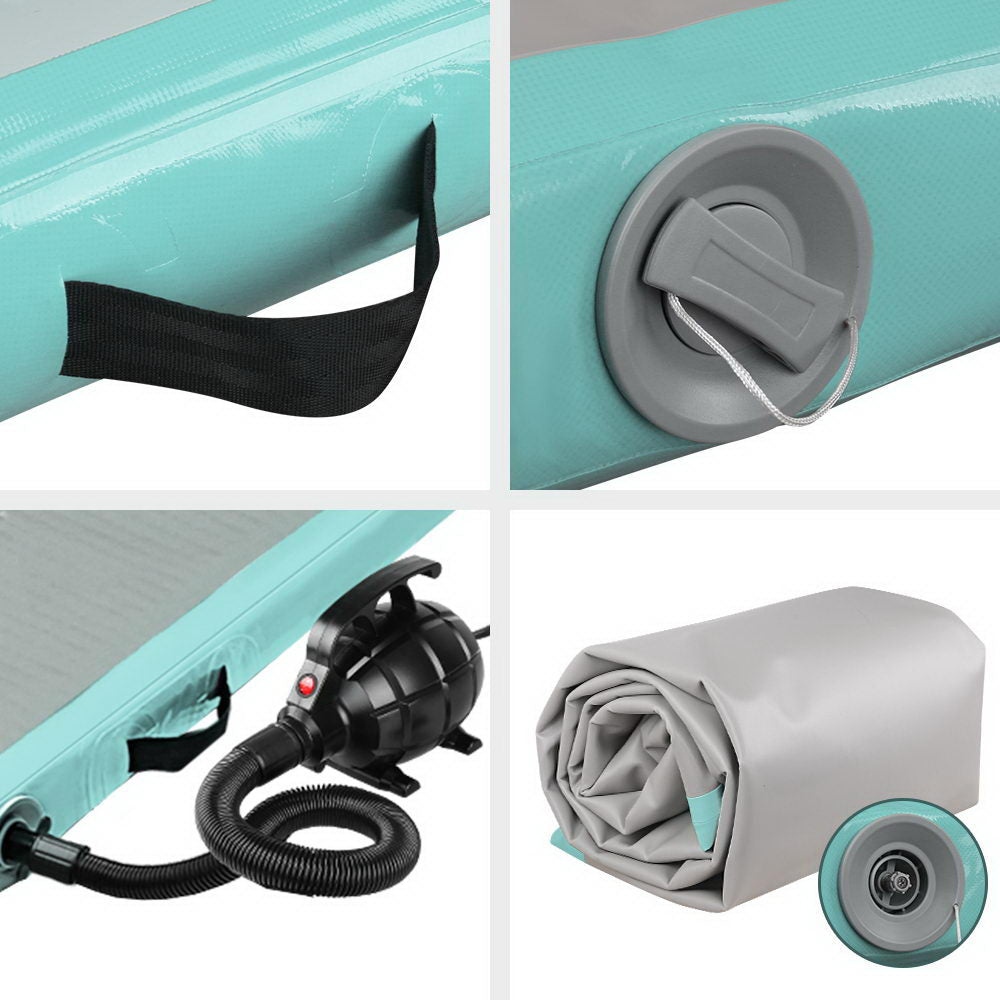 Everfit GoFun 5X1M Inflatable Air Track Mat with Pump Tumbling Gymnastics Green freeshipping - Awezingly