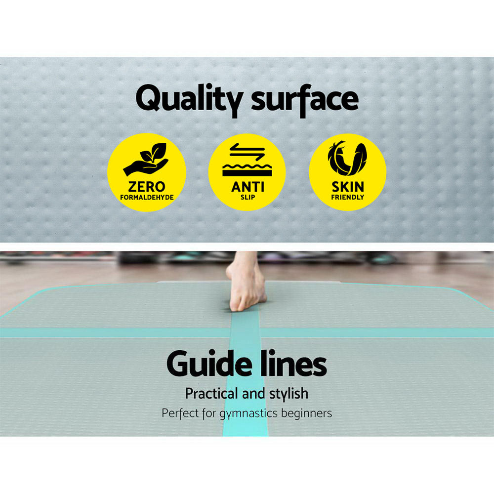 Everfit GoFun 5X1M Inflatable Air Track Mat with Pump Tumbling Gymnastics Green freeshipping - Awezingly