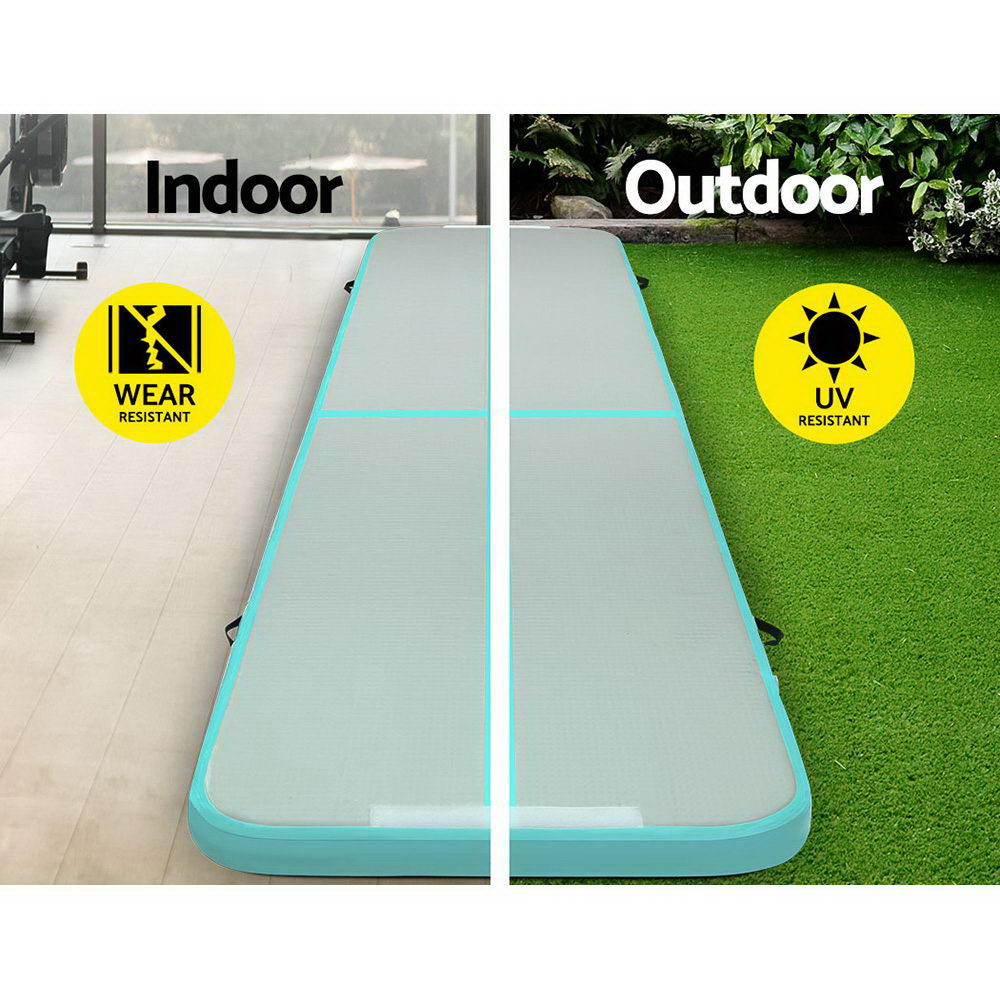 Everfit GoFun 5X1M Inflatable Air Track Mat with Pump Tumbling Gymnastics Green freeshipping - Awezingly