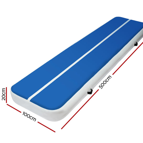5m x 1m Inflatable Air Track Mat 20cm Thick Gymnastic Tumbling Blue And White freeshipping - Awezingly