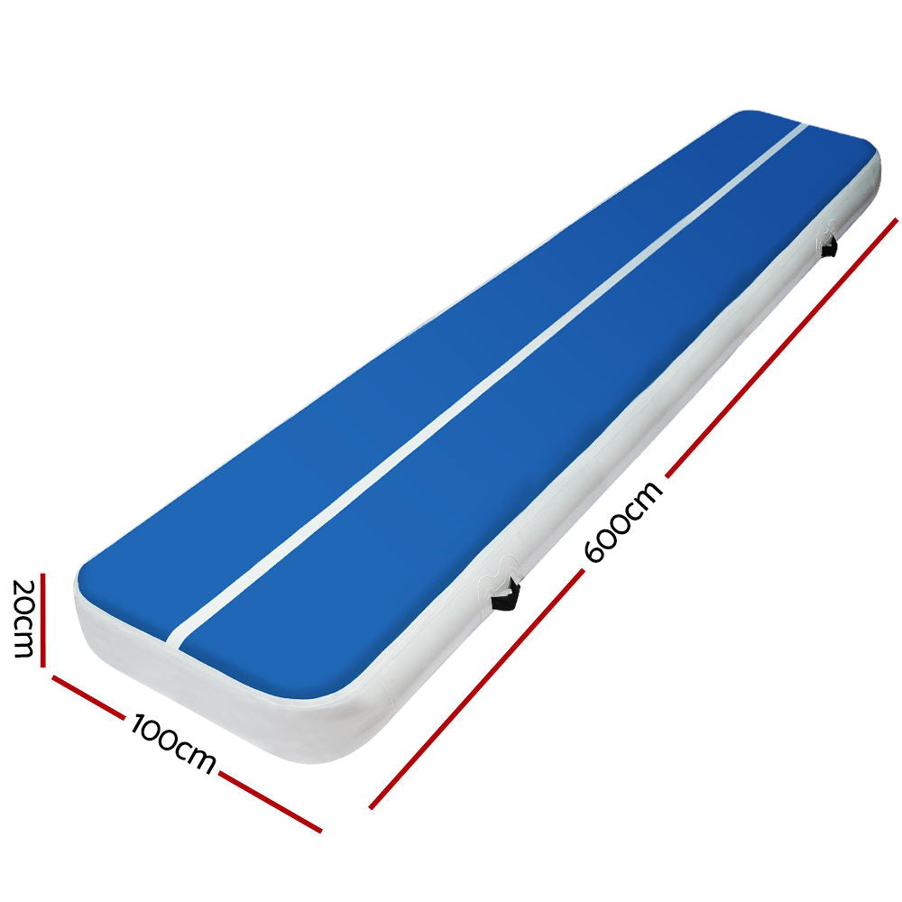 6m x 1m Inflatable Air Track Mat 20cm Thick Gymnastic Tumbling Blue And White freeshipping - Awezingly
