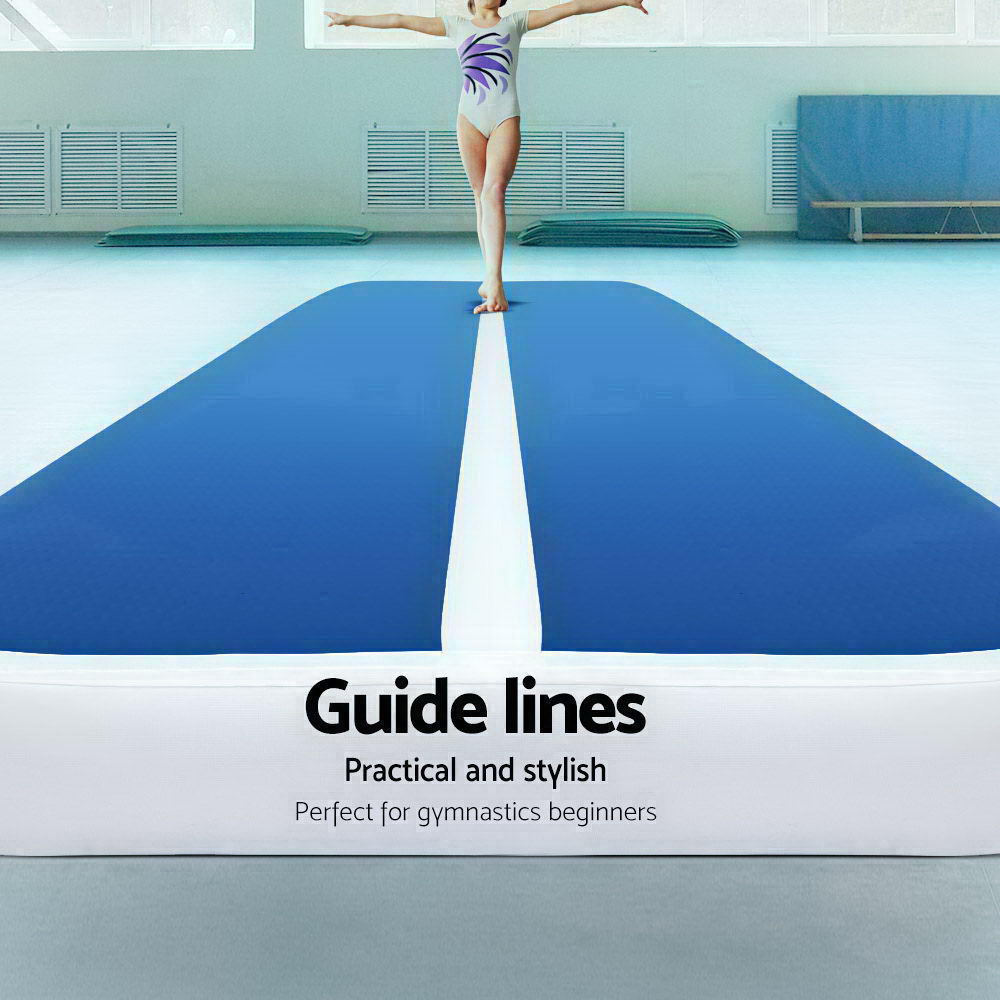 Everfit 6X1M Inflatable Air Track Mat 20CM Thick with Pump Tumbling Gymnastics Blue freeshipping - Awezingly