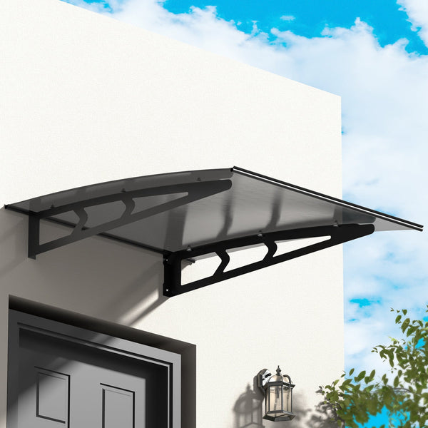 Instahut Window Door Awning Canopy 1mx1m Grey Solid Sheet Metal Frame Instahut